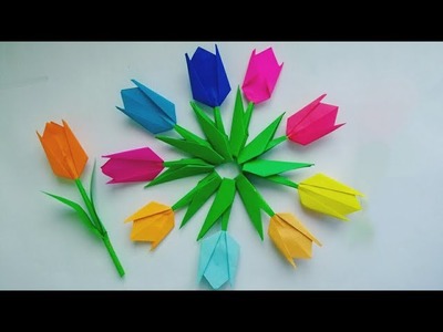 Easy tulip flower making. How to make easy and simple tulip flower. Paper flowers by KovaiCraft