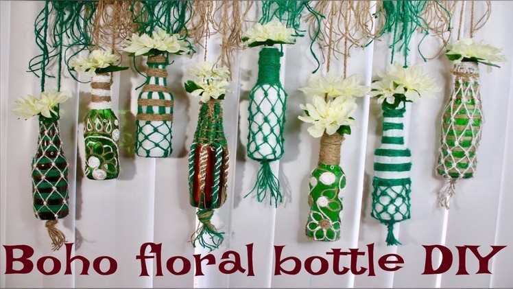 (HINDI) DIY How to reuse bottles | Bohemian + Spring Decor | Glass bottle crafts