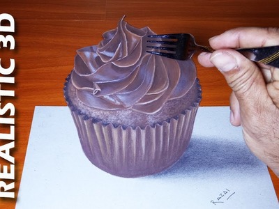 How To Draw A Chocolate Cupcake On Paper | Amazing 3D Drawings Art