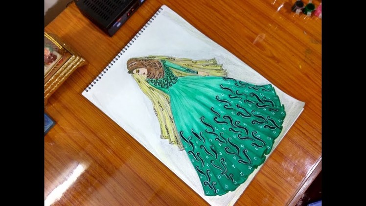 How to draw beautiful muslim dress #43