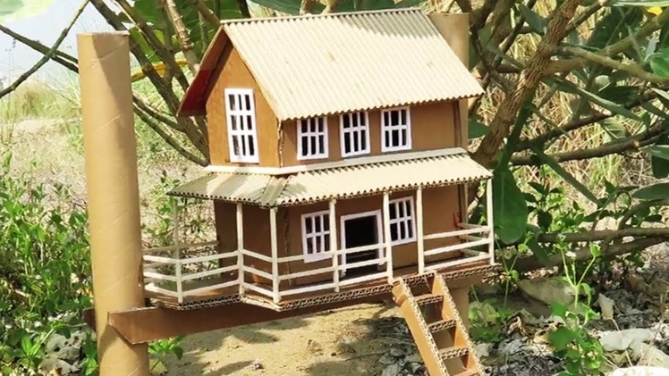 How To Make A Beautiful Traditional House From Cardboard -  Crafts Ideas  -  Project For Kids