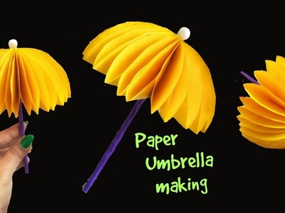 How to make a Paper Umbrella. DIY Paper Umbrella.  Origami Umbrella making. 