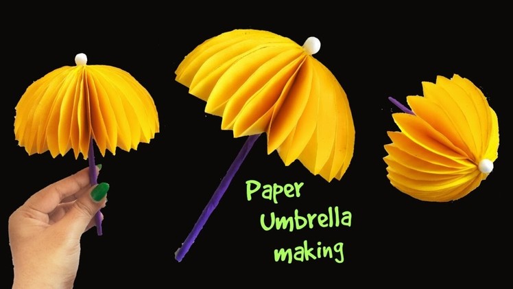 How to make a Paper Umbrella. DIY Paper Umbrella.  Origami Umbrella making. 