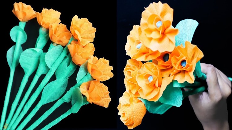 How To Make Shopping Bag Flowers Sticks | Make Easy Beautiful flower using shopping bag  | Eti's ETC