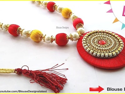 How To Make Silk Thread Necklace, pearl necklace making at home, Diy