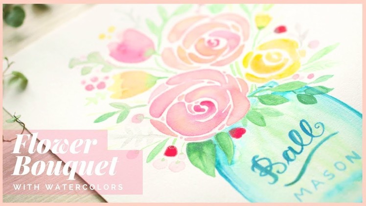How to Paint  a Flower Bouquet in a Jar with Watercolors | Art Journal Thursday Ep. 35