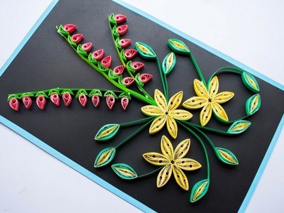 Paper Quilling Design - How To Make Quilling Flower Card - Gift For Loved One - Quilling Flower - ????