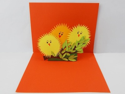Pop up card Easter card with chicks DIY papercraft Osterkarte mit Kücken