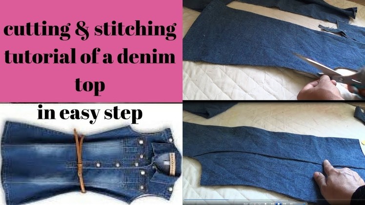 Designer jeans tunick top for baby girl cutting & stitching tutorial step by step in easy method