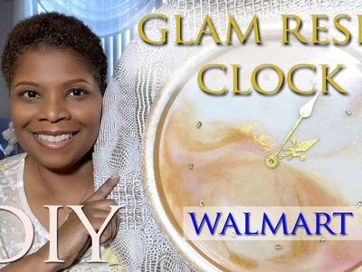 DIY: GLAM RESIN CLOCK | $11 WALMART CLOCK | Rose, Gold, and Pearl | Mooregirl
