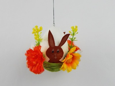 Easter decoration Easter egg with bunnies flowers DIY Osterei mit Hasen  Blumen