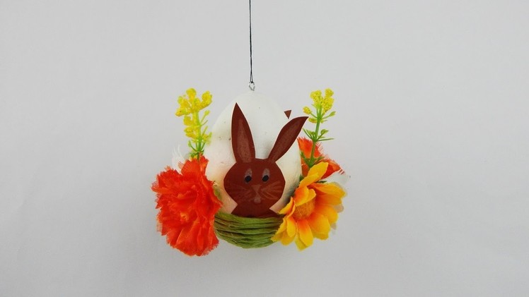 Easter decoration Easter egg with bunnies flowers DIY Osterei mit Hasen  Blumen