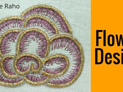 Flower Design Zardosi Work ! full tutorial for beginners ! hand embroidery