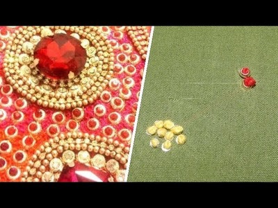 French Knot Embroidery with Jarkan Rings & Chamki | Hand Embroidery | Aari Embroidery | Maggam Work