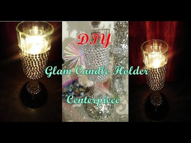 Glamorous Glass Candle Holder Diy Decorative Centerpiece - Diy Glamorous Candle Holder Centerpiece