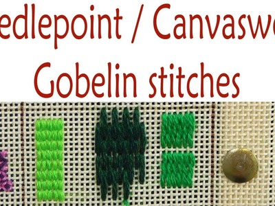 Gobelin stitches in needlepoint. canvaswork embroidery