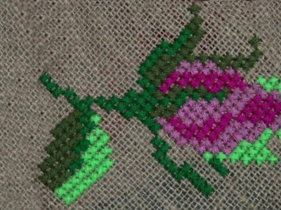 Hand Embroidery : Cross Stitch Embroidery ( Flower Pattern ) Rose