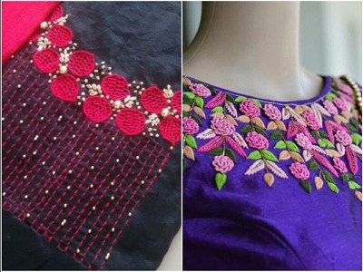 Hand embroidery neck work designs beautiful stitch work