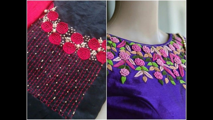 Hand embroidery neck work designs beautiful stitch work