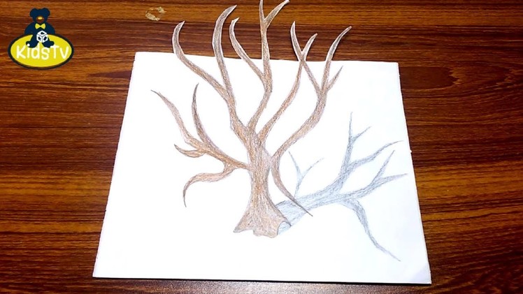 How To Draw 3D Tree On Paper For Kids Step By Step