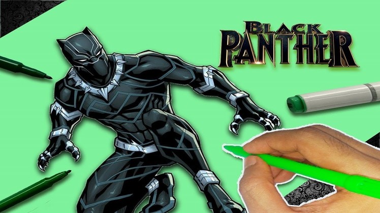 How to draw Black Panther Face (Black Panther 2018) Very easy tutorial