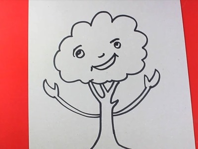 How to draw cartoon tree drawing for kids. whatdrawing. easy