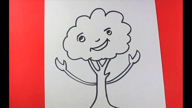 How to draw cartoon tree drawing for kids. whatdrawing. easy