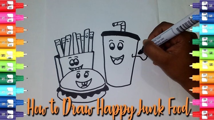 How to draw junk food step by step-Easy Kids Drawing Tutorial