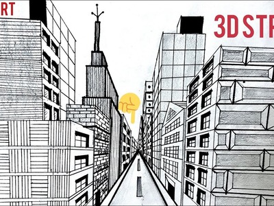 How To Draw One Point Perspective || 3D Street View || A+ ART