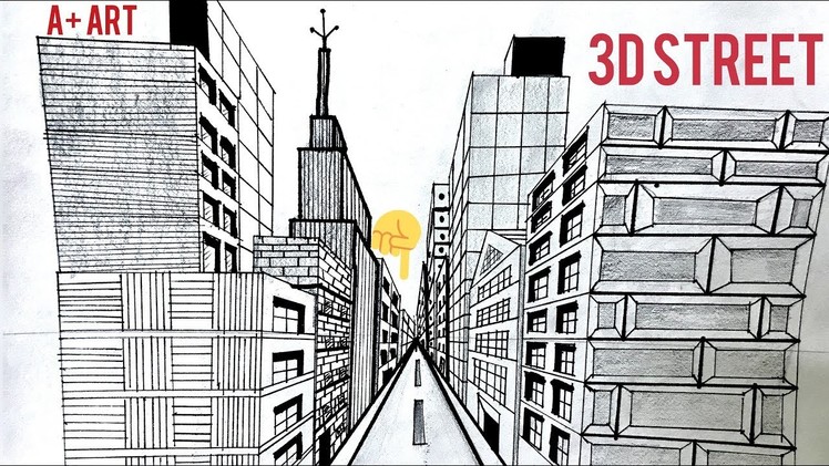 How To Draw One Point Perspective || 3D Street View || A+ ART