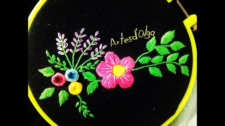 Jeans with Floral Embroidery | Jeans Con Flores Bordadas a Mano | Hand Embroidery by Artesd'Olga