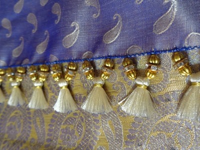 Kuchu design on Saree using stone beads#2