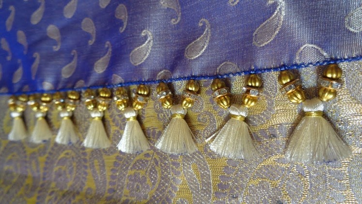 Kuchu design on Saree using stone beads#2