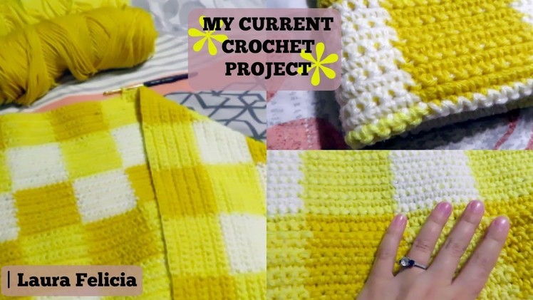 MY CURRENT CROCHET PROJECT: Crochet Gingham Blanket | Laura Felicia