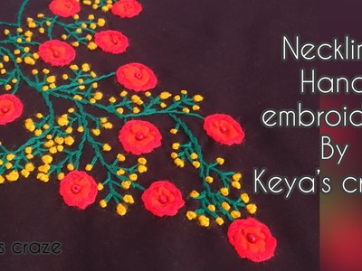 New appliqué neckline hand embroidery tutorial for kurti (2018) | Keya’s craze