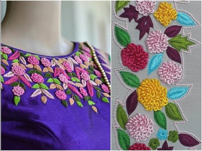 New collection embroidery hand work designs beutiful neck work 2018 design