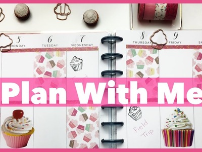 Plan With Me-Happy Planner-PWM- Cupcake Theme Layout Spread-February 5-11