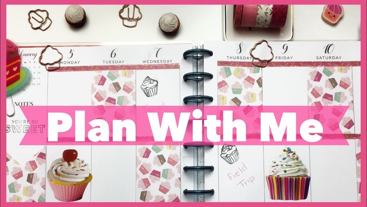 Plan With Me-Happy Planner-PWM- Cupcake Theme Layout Spread-February 5-11