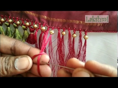 Saree Kuchu.tassel using small plain beads- simple tips for beginers