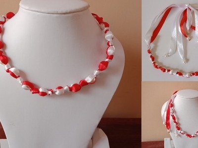 Simple and easy satin ribbon necklace | DIY satin ribbon necklace????