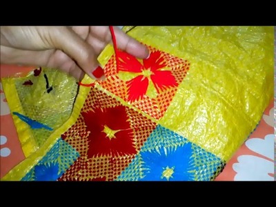 Table mat stitch on Plasti Sack. Hand embroidery on plastic Sack. Hand embroidery. Supriya Talukder.