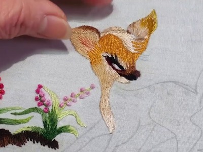 Young Deer .  Hand Embroidery