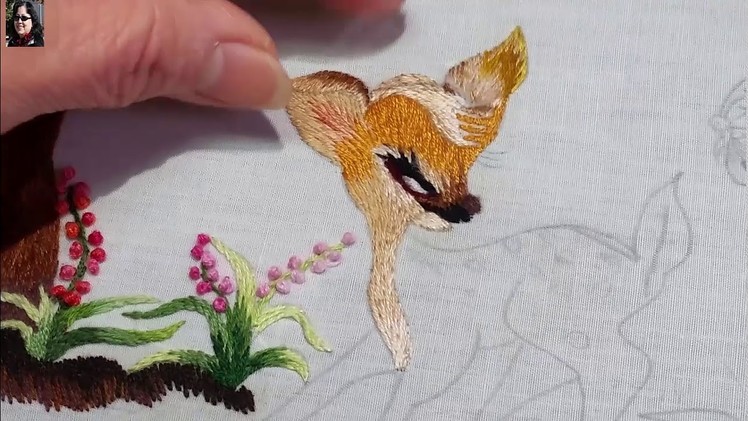 Young Deer .  Hand Embroidery