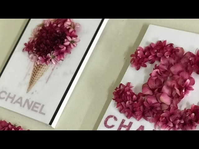 3D FLOWER CANVAS WALL ART USING DOLLAR TREE FLOWERS.CHANEL INSPIRED DIY ROOM DECOR