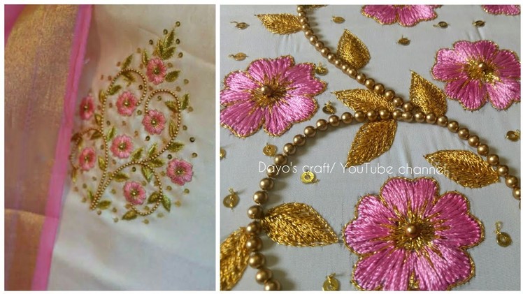 Aari work embroidery| flower filling stiches| butta design on chudidhar. blouse.saree