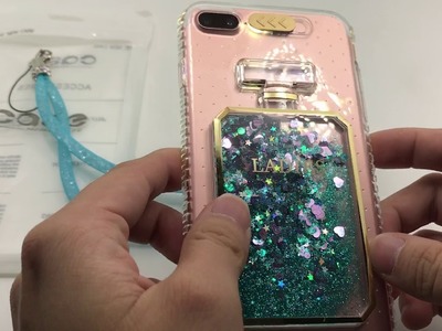 Auker Bling Glitter LED FLASHING Sparkle Flowing Sand Liquid Perfume Bottle Flexible Clear Case