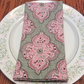 Cloth Dinner Napkins - Pink and Green Print - Handmade -  Eco Friendly