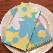 Cloth Dinner Napkins - Pink, Blue and White Floral Design - Handmade -  Eco Friendly