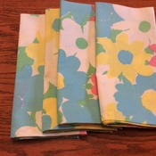 Cloth Dinner Napkins - Pink, Blue and White Floral Design - Handmade -  Eco Friendly
