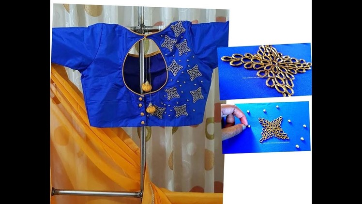 Creative Zardosi Design Work on Blouse - With normal Stitching needle - Aari.Maggam Embroidery